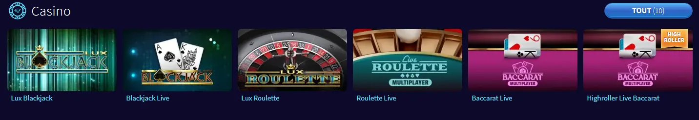 Jeux de casino au Gametwist casino