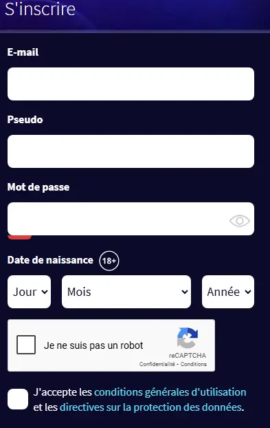 Inscription à l’application mobile